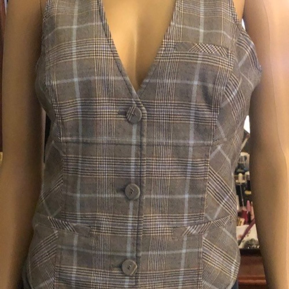 Cute Blue Plaid Vest